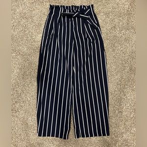navy and white striped pants